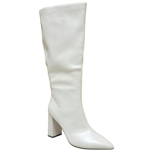 Wild Pair Islah Knee High Pointed Toe Boots Size US 9.5M Wide Calf Bone White - Picture 1 of 4